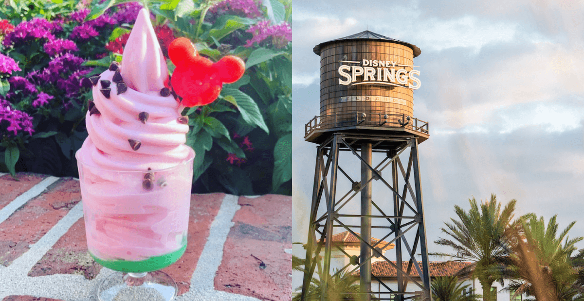 left watermelon dole whip, right disney springs