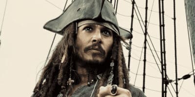 Johnny Depp as Jack Sparrow on a ship