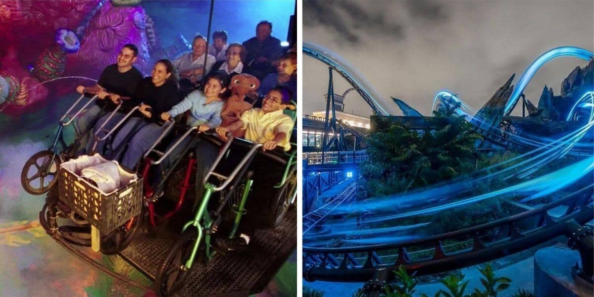 Guests riding E.T. at Universal Studios