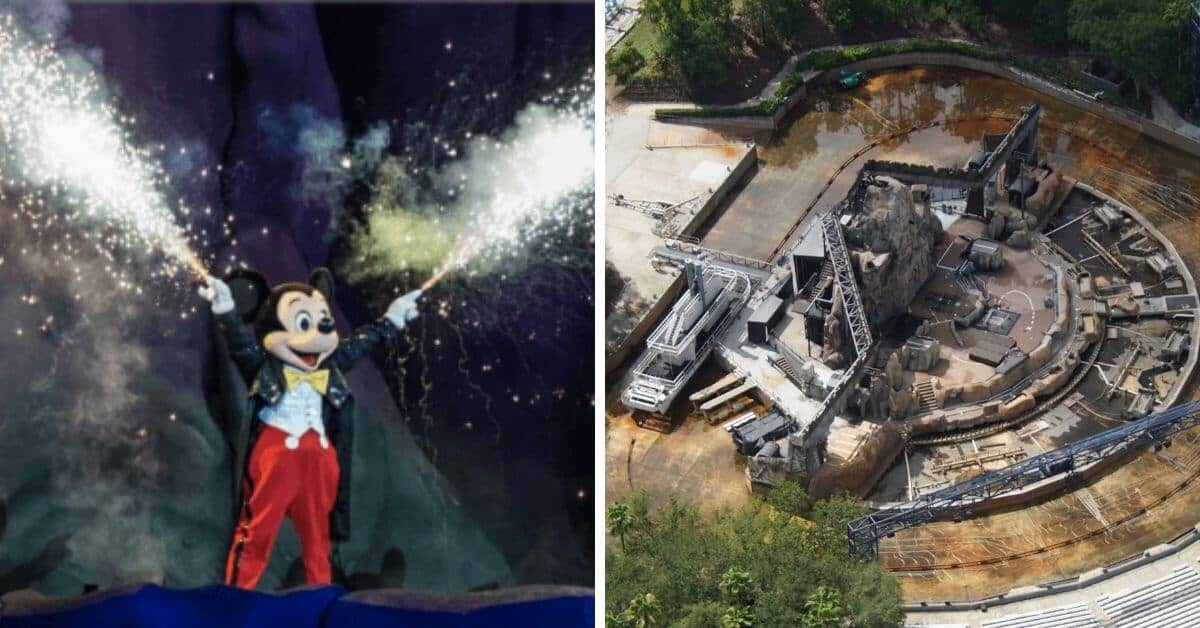 mickey in fantasmic (left) fantasmic lagoon (right)