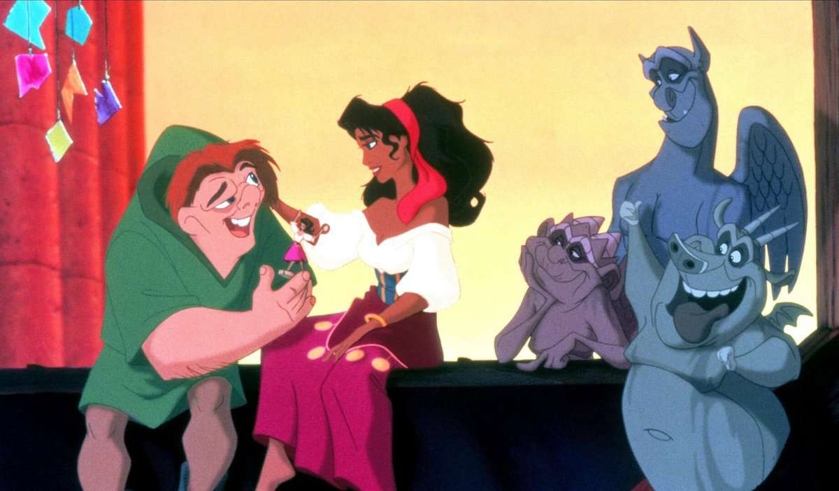 disney hunchback of notre dame quasimodo and esmeralda with gargoyles