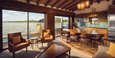 overwater bungalow interior at disney's polynesian resort