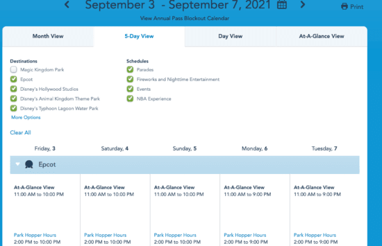 disney world park hours