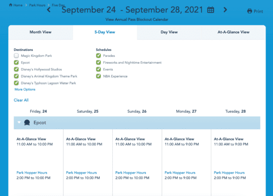 disney world park hours