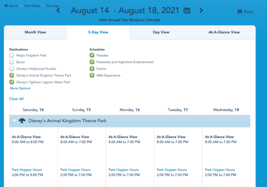 disney world park hours