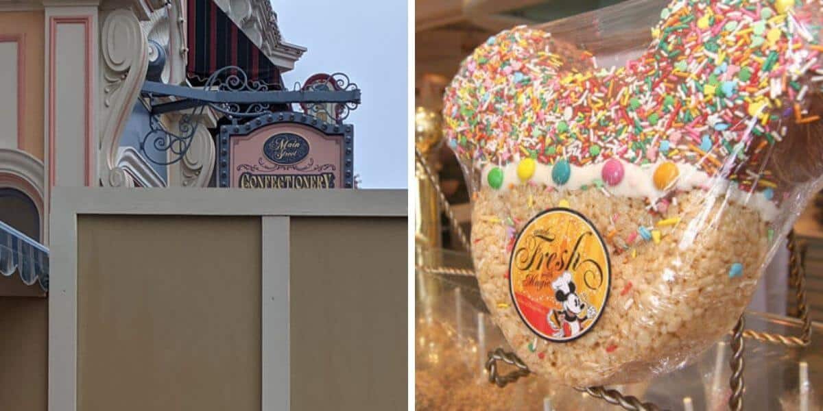 main street confectionary sign (left) rice krispie treat (right)