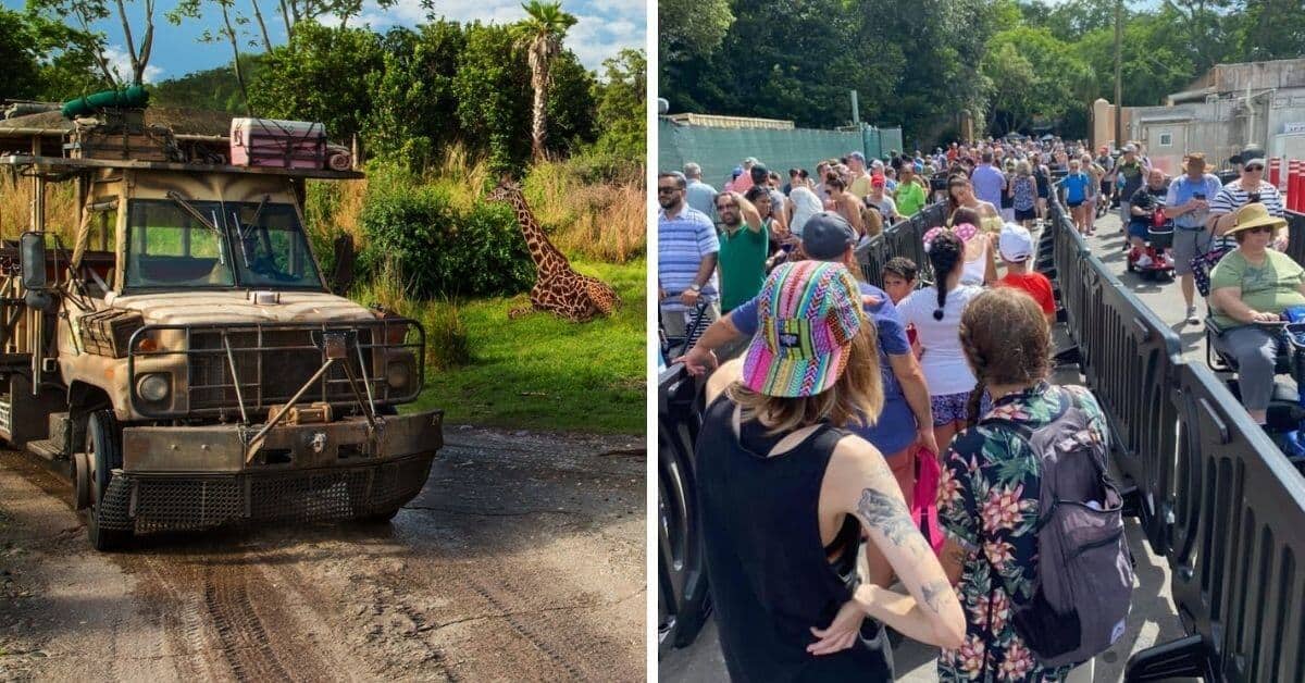 Kilimanjaro safari (left) disney line backstage (right)