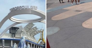 tomorrowland sign (left) tomorrowland pavement (right0
