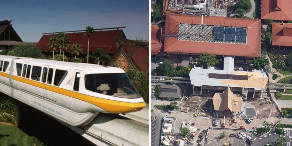 A train is parked on the side of a building