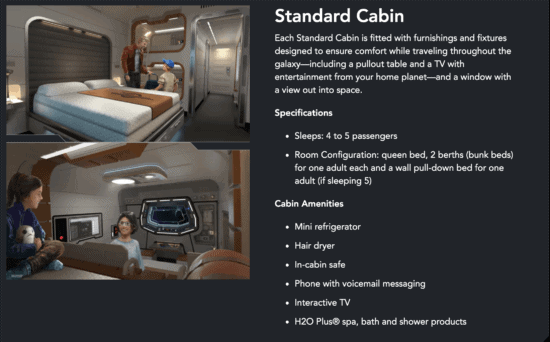 standard cabin stateroom details