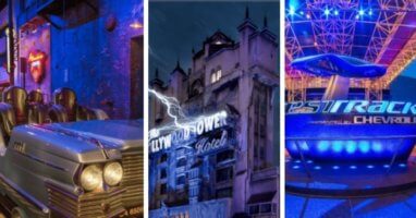 A blue car on display