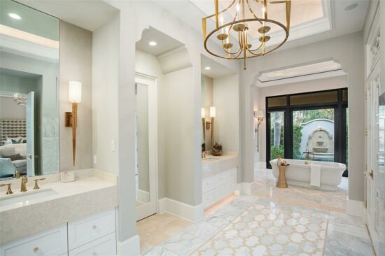 golden oak home master bathroom