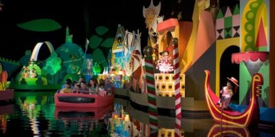 "it's a small world" located at Disneyland California, a Disney park attraction.