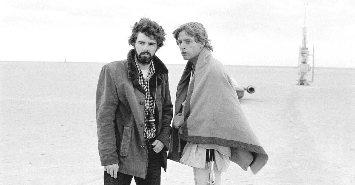George Lucas (left) with Mark Hamill (right) as Luke Skywalker