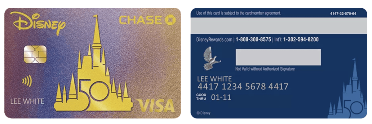 Disney Chase VISA 50th anniversary credit card design