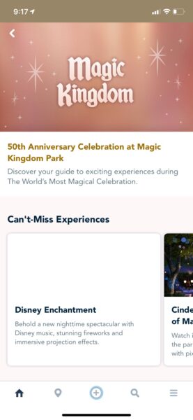 Disney world 50th guide in my disney experience app