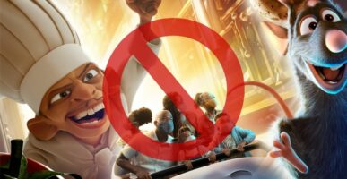 Remy's Ratatouille Adventure Poster with Stop sign