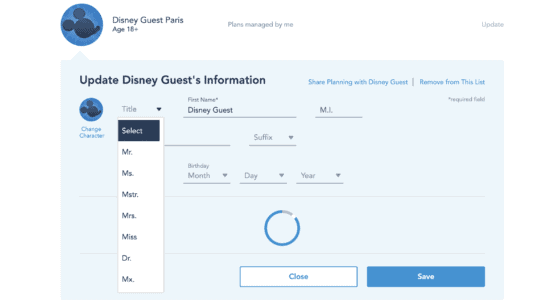 gender neutral title added to My Disney Experience