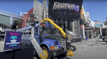 A truck is parked on the side of a building