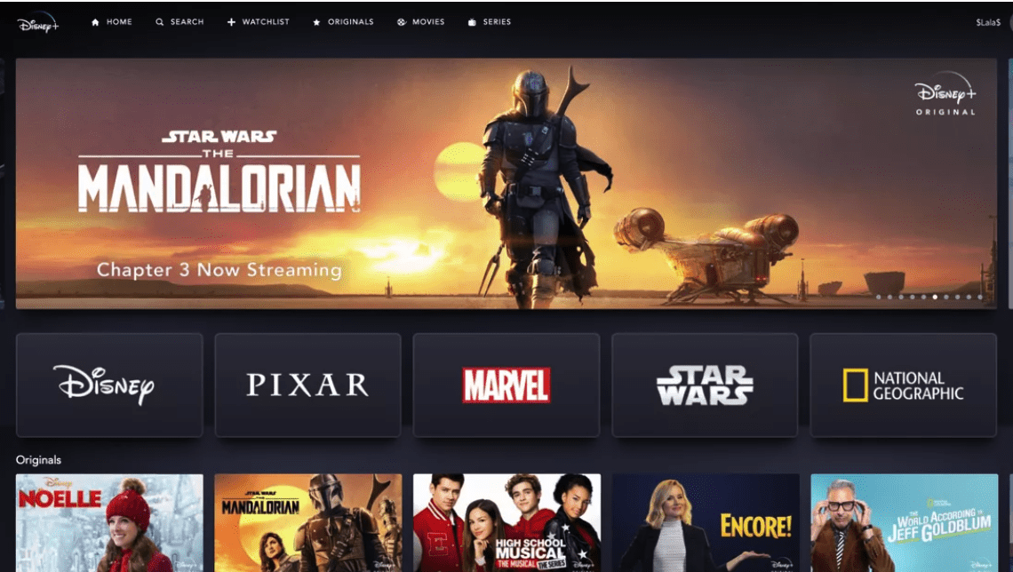 disney plus menu screen