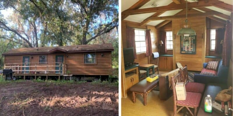 A house with trees in the background