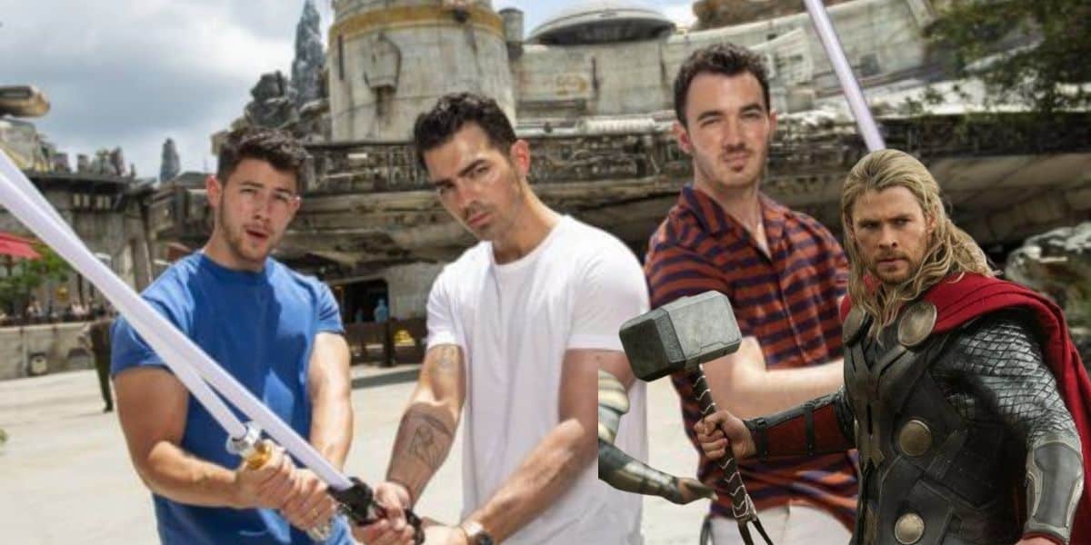 jonas brothers at disney world galaxy's edge in august 2019