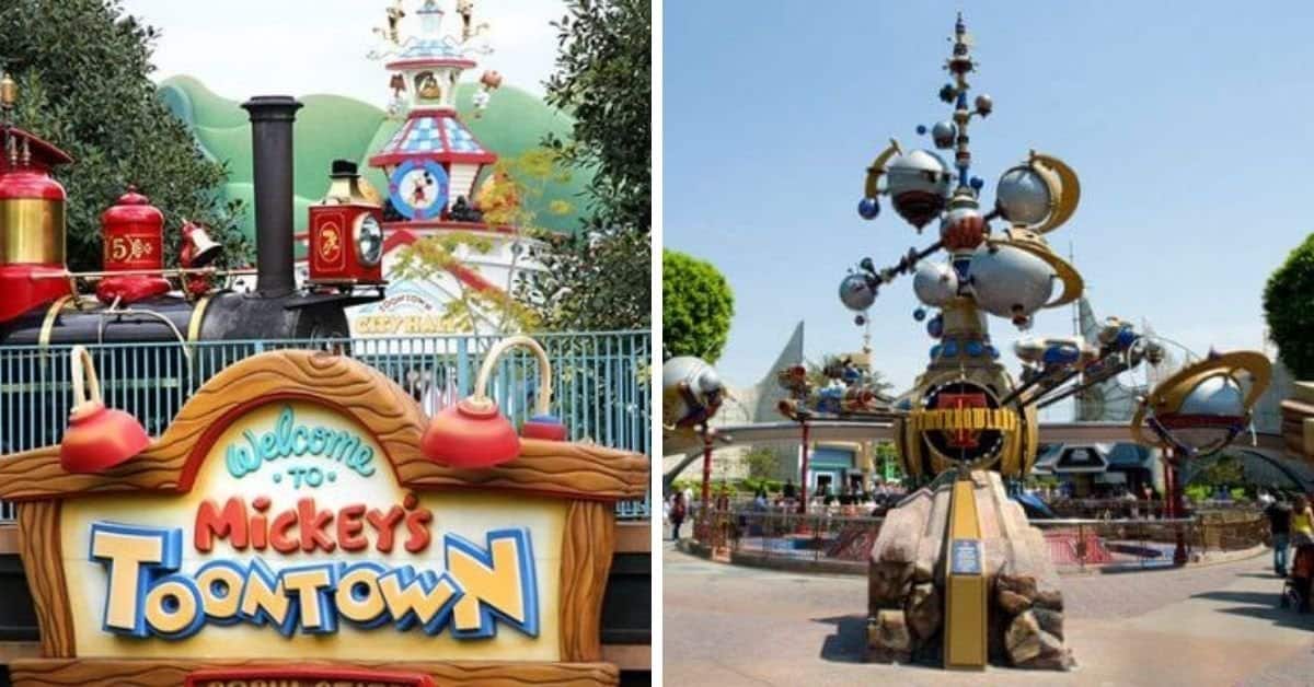 mickeys toontown (left) tomorrowland (right)