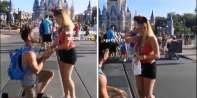 A woman walking down a street