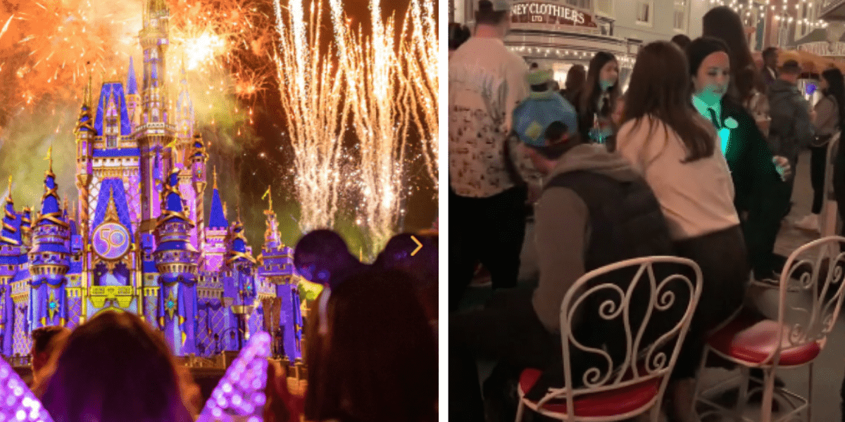 Disney Guests set up chairs for Disney Enchantment