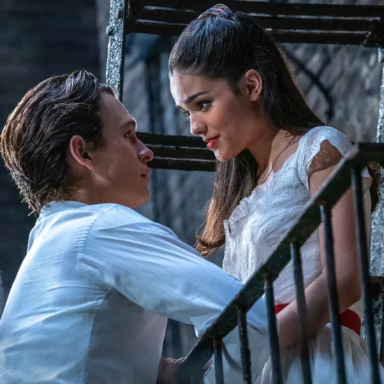 ansel elgort (left) and rachel zegler (right) in west side story