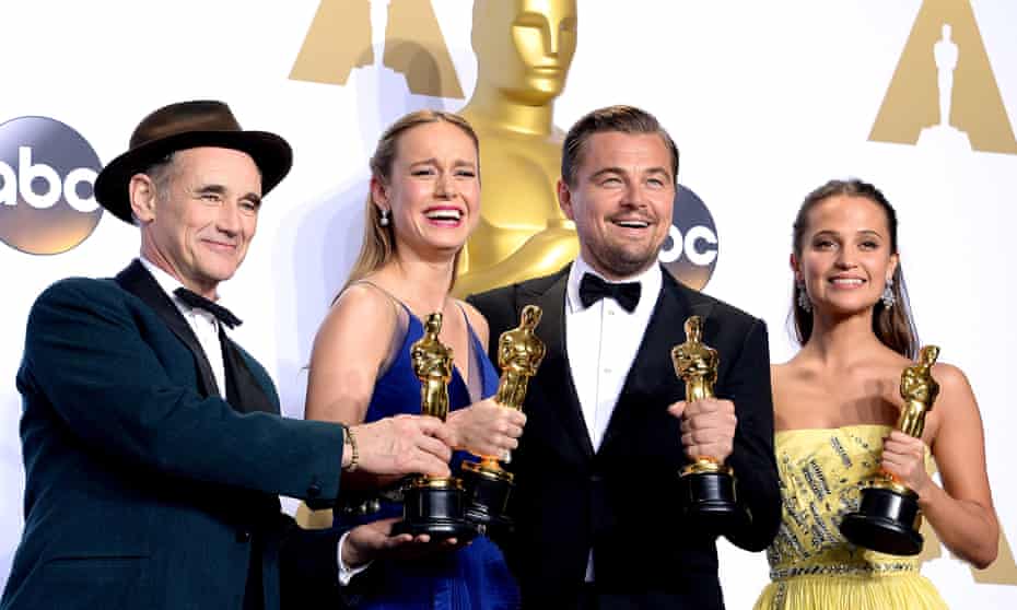 dicaprio academy award with brie larson