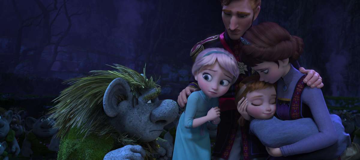 frozen anna elsa and parents with trolls, amidst the commentary of parents "bullying" kids