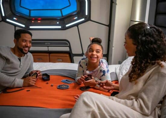 Family sitting in a room