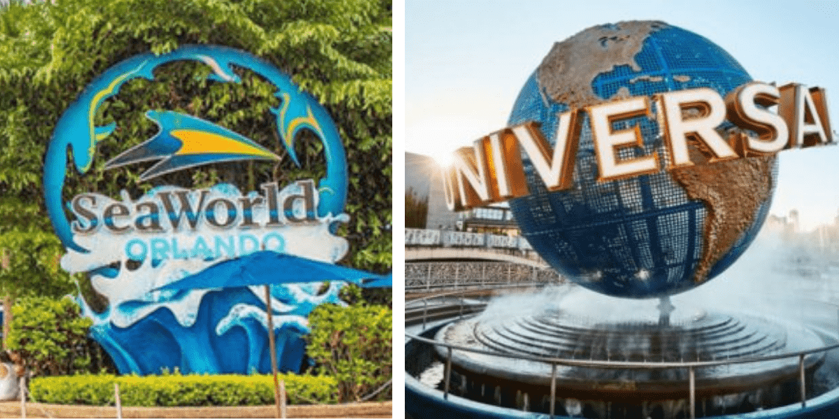 SeaWorld and Universal signs