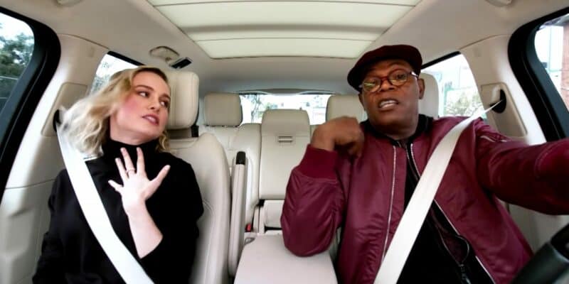 Brie Larson (left) and Samuel L. Jackson (right)