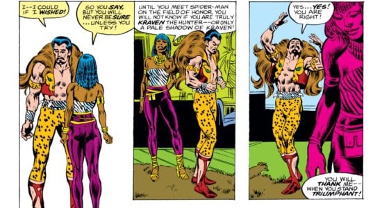 Calypso and Kraven arguing about Spider-Man