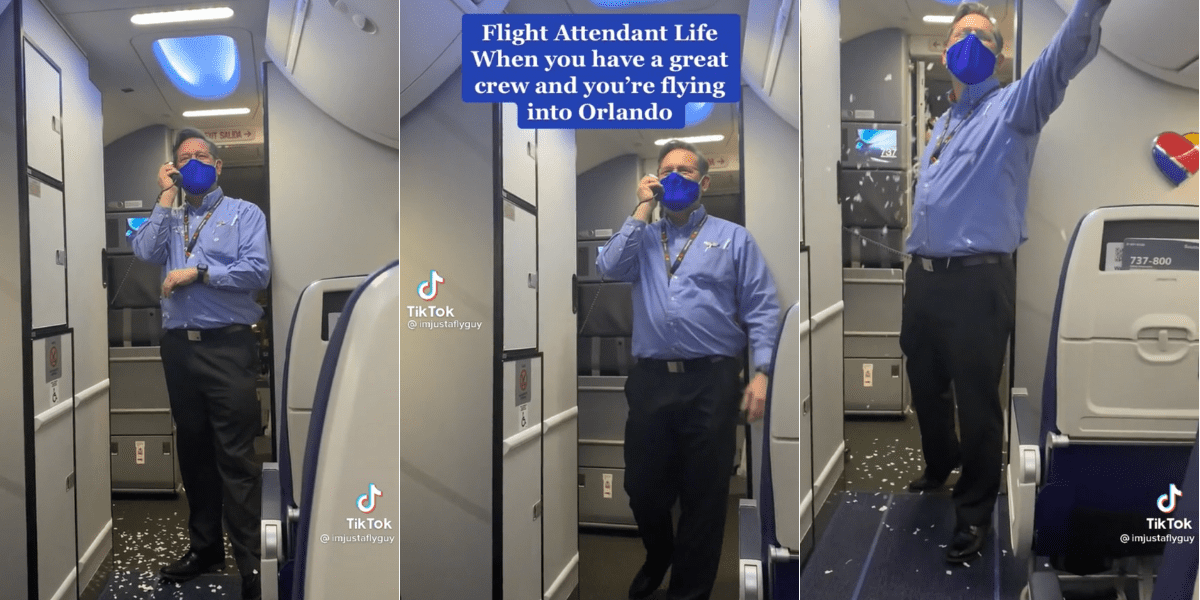 Flight attendant singing Let It Go