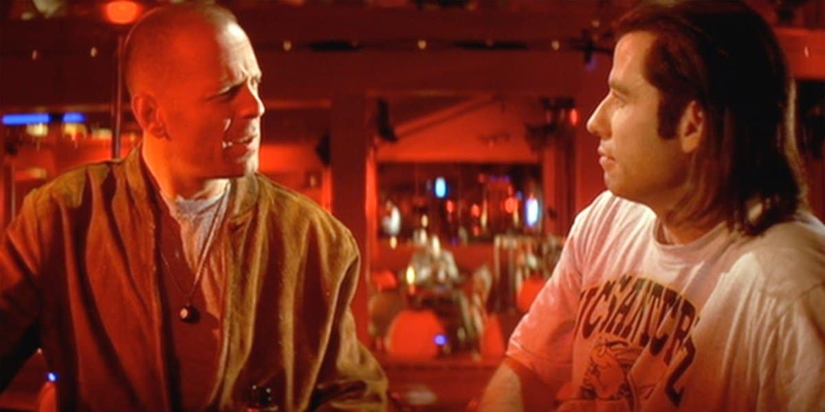 Bruce Willis talking to John Travolta in Pulp Fiction from Quentin Tarantino