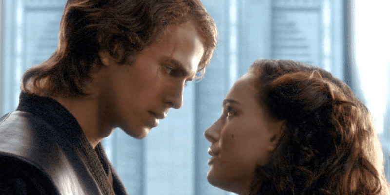 Hayden Christensen as Anakin Skywalker (left) and Natalie Portman as Padmé Amidala (right)