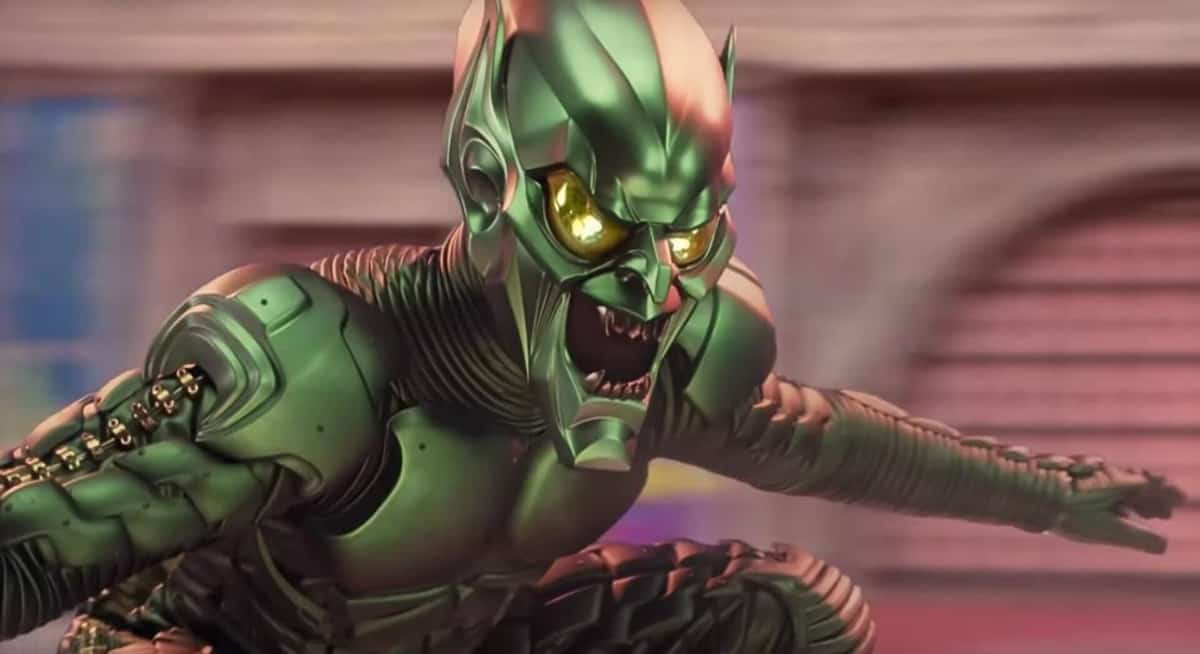 Green Goblin flying on his glider