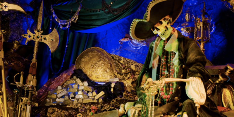 Pirate skeleton scene from Disneyland's Pirates of the Caribbean attraction