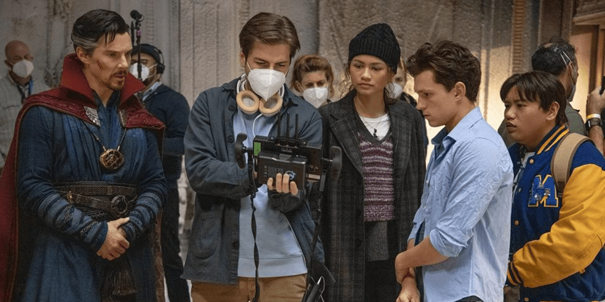 Jon Watts with 'Spider-Man: No Way Home' cast