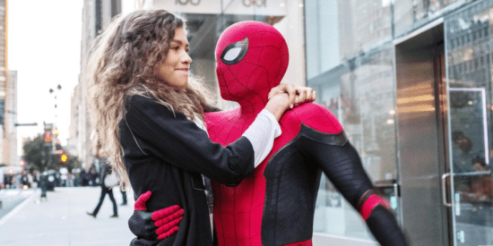 Zendaya as MJ Williams (left) and Tom Holland as Spider-Man (right)