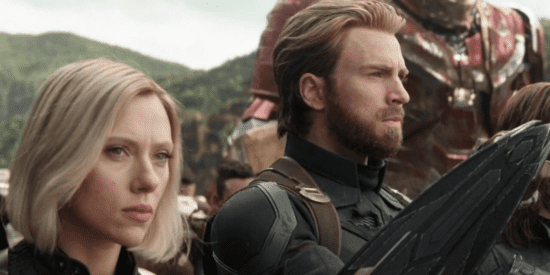 Chris Evans as Captain America (right) and Scarlett Johannson as Black Widow (left)