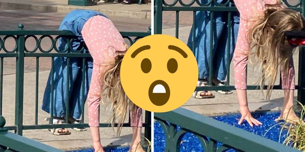 disney guest hangs on gate at disneyland paris