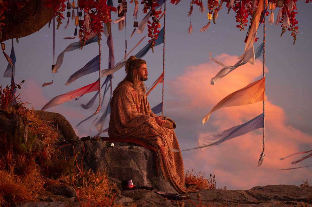 chris hemsworth as thor meditating