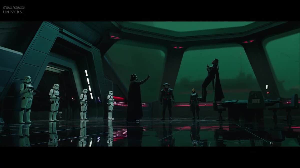 darth vader with reva in force chokehold in obi wan kenobi episode 4