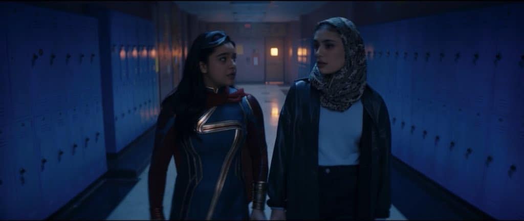 Ms. Marvel walking with her friend Nakia