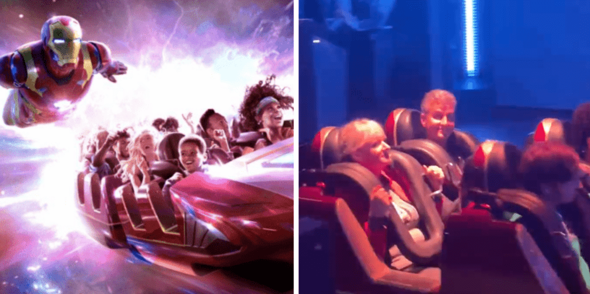 iron man coaster (left) josh damaro riding flight force (right)