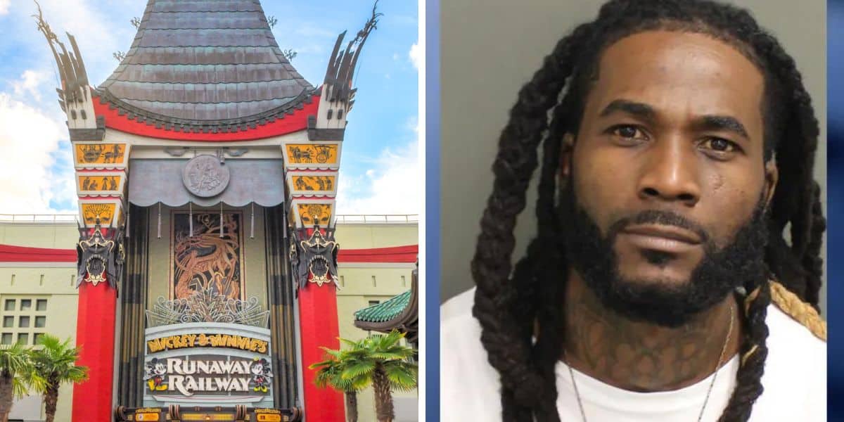 hollywood studios (left) man arrested with gun (right)